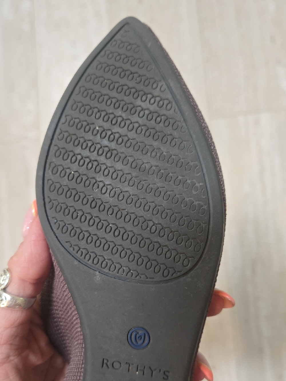 Rothy's Taupe Brown with Blue Accent Pointed Toe Flats - Picture 9 of 12